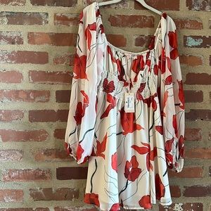 Hutch Ivory Red Poppies Short Dress